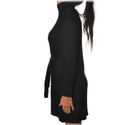 Patrizia Pepe - A-line Model with High Collar - Black - Dress - Made in Italy - Luxury Exclusive Collection - Avvenice