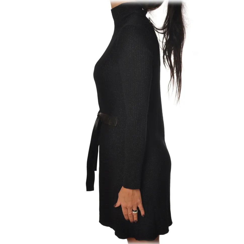 Patrizia Pepe - A-line Model with High Collar - Black - Dress - Made in Italy - Luxury Exclusive Collection - Avvenice