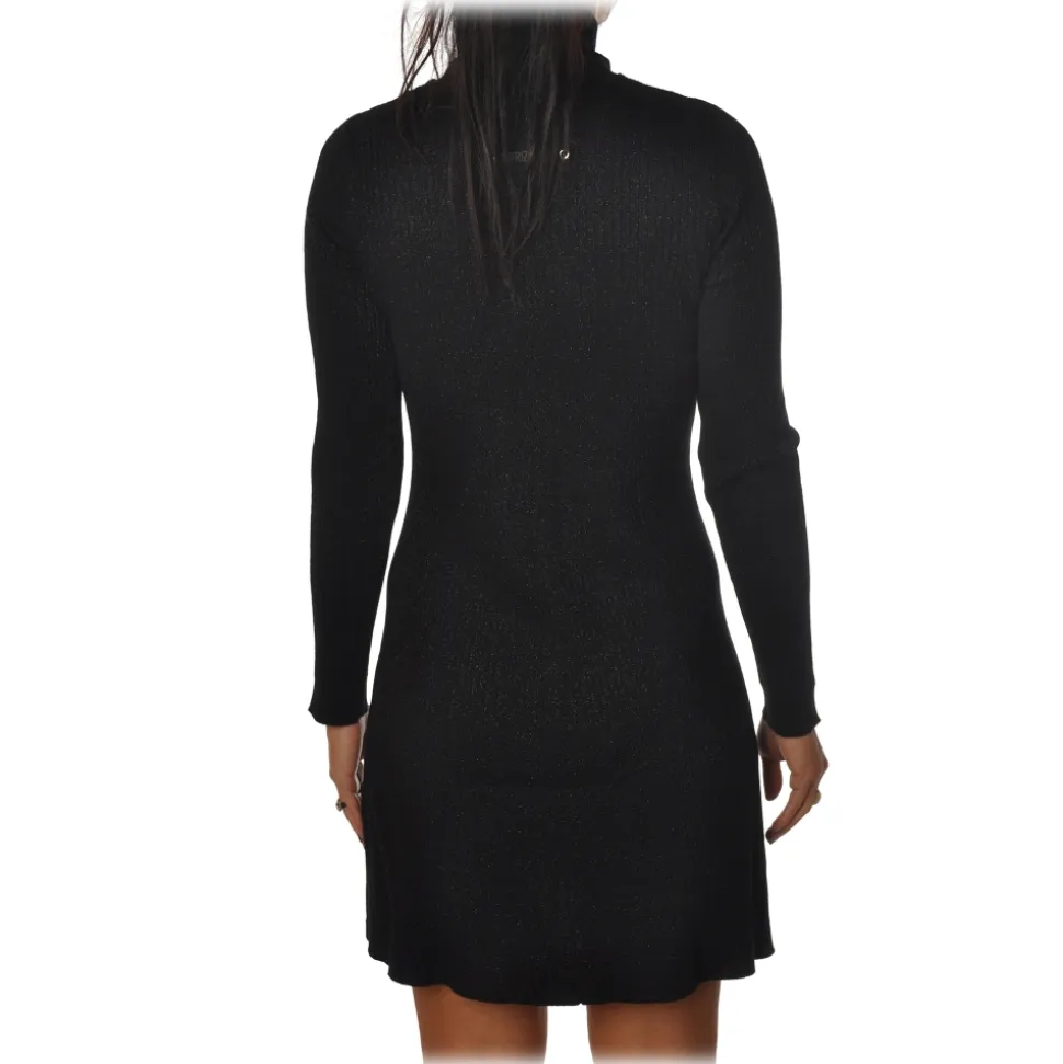 Patrizia Pepe - A-line Model with High Collar - Black - Dress - Made in Italy - Luxury Exclusive Collection - Avvenice