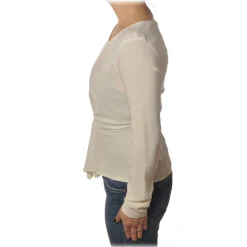 Patrizia Pepe - Blouse with Crossed Fabric Detail - Cream - Shirt - Made in Italy - Luxury Exclusive Collection - Avvenice