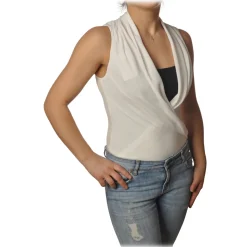 Patrizia Pepe - Body Sleeveless with Crossed V-neck - White - Shirt - Made in Italy - Luxury Exclusive Collection - Avvenice