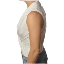 Patrizia Pepe - Body Sleeveless with Crossed V-neck - White - Shirt - Made in Italy - Luxury Exclusive Collection - Avvenice