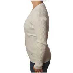 Patrizia Pepe - Cardigan Model with Buttons and V-neck - White - Pullover - Made in Italy - Luxury Exclusive Collection - Avvenice