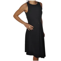 Patrizia Pepe - Crew Neck Dress with Elastic at the Waist - Black - Dress - Made in Italy - Luxury Exclusive Collection - Avvenice
