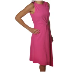 Patrizia Pepe - Crew Neck Dress with Elastic at the Waist - Fuxsia - Dress - Made in Italy - Luxury Exclusive Collection - Avvenice