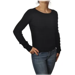 Patrizia Pepe - Crew-neck Ribbed Sweater - Black - Pullover - Made in Italy - Luxury Exclusive Collection - Avvenice