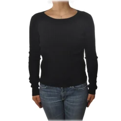 Patrizia Pepe - Crew-neck Ribbed Sweater - Black - Pullover - Made in Italy - Luxury Exclusive Collection - Avvenice