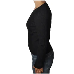 Patrizia Pepe - Crew-neck Ribbed Sweater - Black - Pullover - Made in Italy - Luxury Exclusive Collection - Avvenice