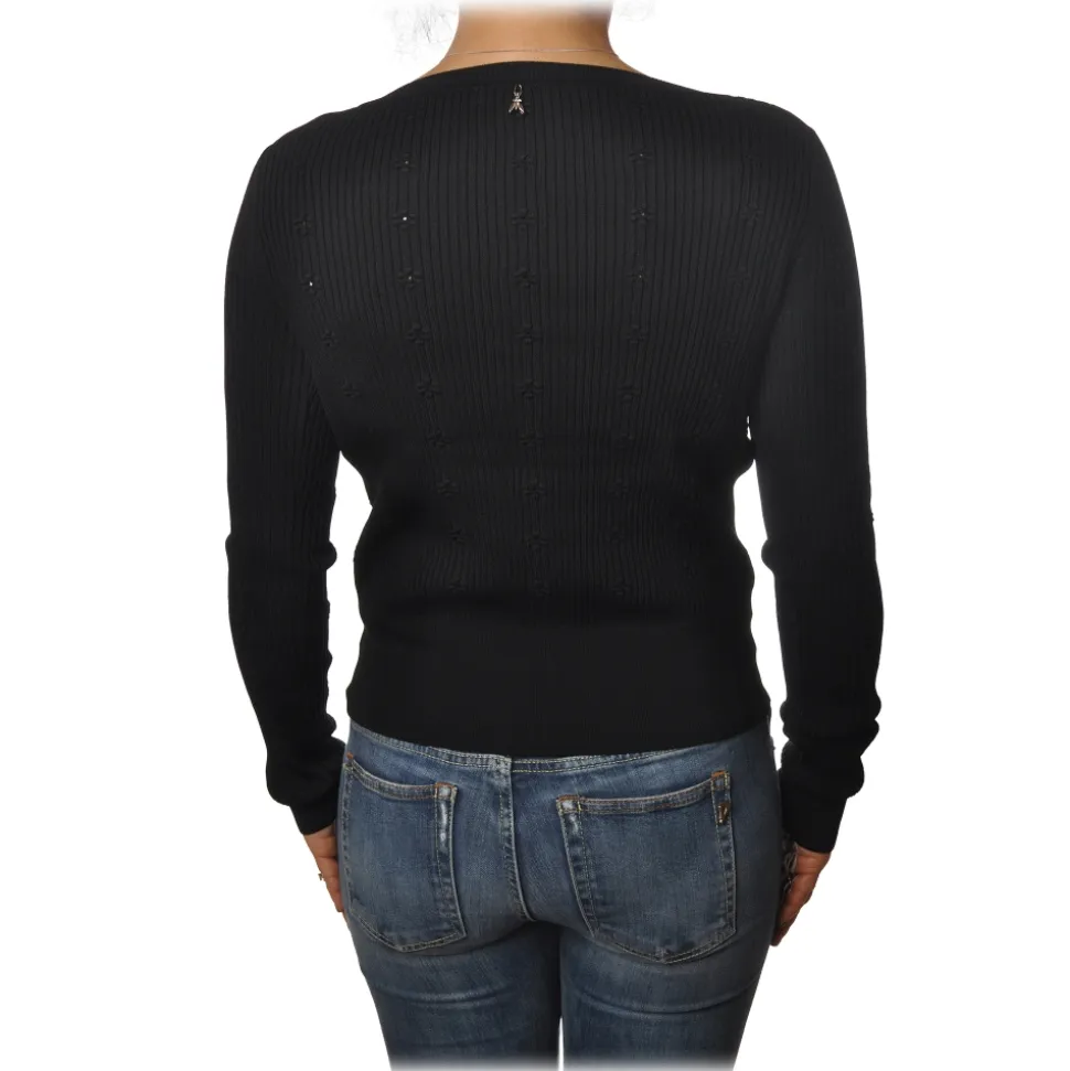 Patrizia Pepe - Crew-neck Ribbed Sweater - Black - Pullover - Made in Italy - Luxury Exclusive Collection - Avvenice