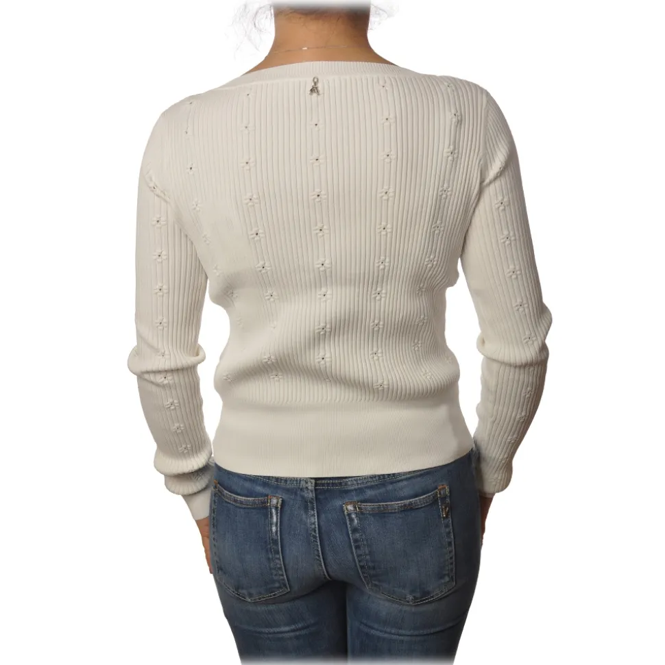 Patrizia Pepe - Crew-neck Ribbed Sweater - White - Pullover - Made in Italy - Luxury Exclusive Collection - Avvenice