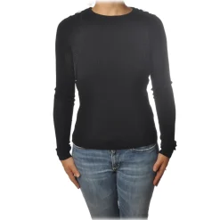 Patrizia Pepe - Crew-neck Sweater with Armhole Detail - Black - Pullover - Made in Italy - Luxury Exclusive Collection - Avvenice