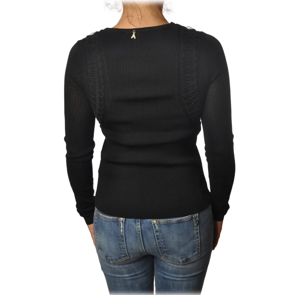 Patrizia Pepe - Crew-neck Sweater with Armhole Detail - Black - Pullover - Made in Italy - Luxury Exclusive Collection - Avvenice