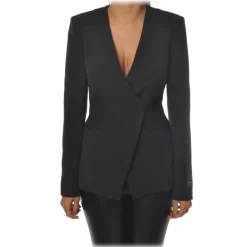 Patrizia Pepe - Double Breasted Collarless Jacket - Black - Jacket - Made in Italy - Luxury Exclusive Collection - Avvenice
