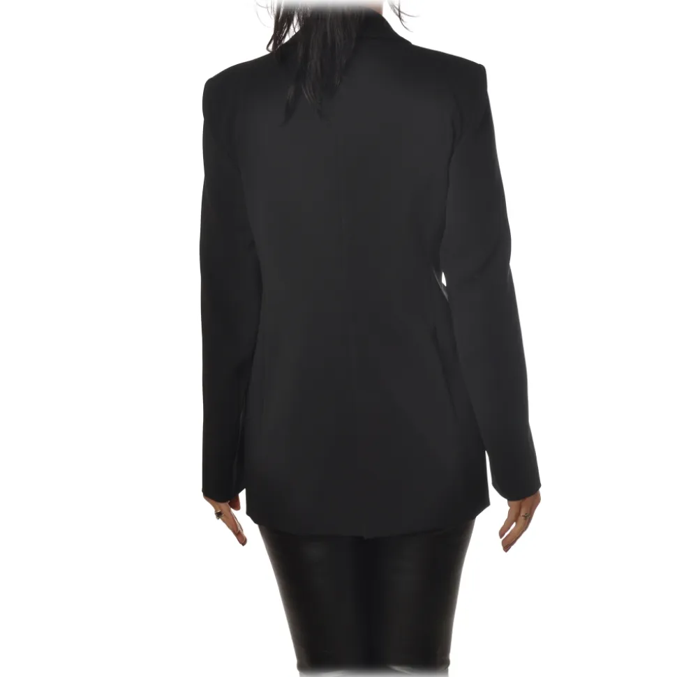 Patrizia Pepe - Double Breasted Collarless Jacket - Black - Jacket - Made in Italy - Luxury Exclusive Collection - Avvenice