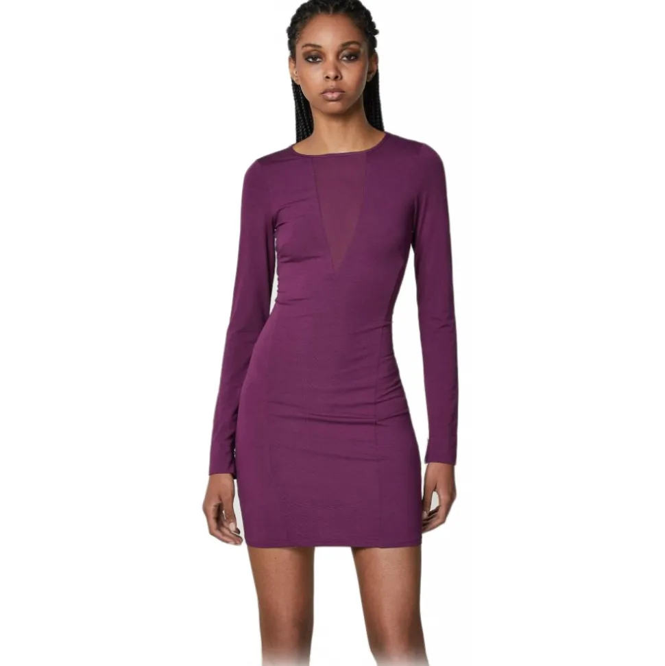 Patrizia Pepe - Dress with Transparent Fabric Detail - Purple - Made in Italy - Luxury Exclusive Collection - Avvenice