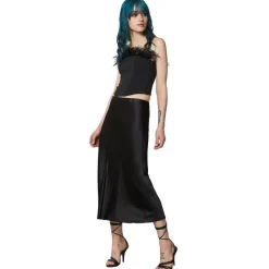 Patrizia Pepe - Glossy Fabric Midi Skirt - Black - Skirt - Made in Italy - Luxury Exclusive Collection - Avvenice