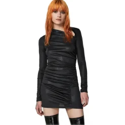 Patrizia Pepe - Glossy Fabric Asymmetrical Neckline Dress - Black - Made in Italy - Luxury Exclusive Collection - Avvenice