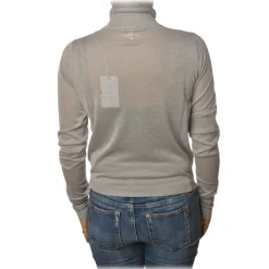 Patrizia Pepe - High Collar Sweater in Laminated Yarn - Light Grey - Pullover - Made in Italy - Luxury Exclusive Collection - Avvenice