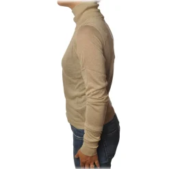 Patrizia Pepe - High Collar Sweater in Laminated Yarn - Beige - Pullover - Made in Italy - Luxury Exclusive Collection - Avvenice