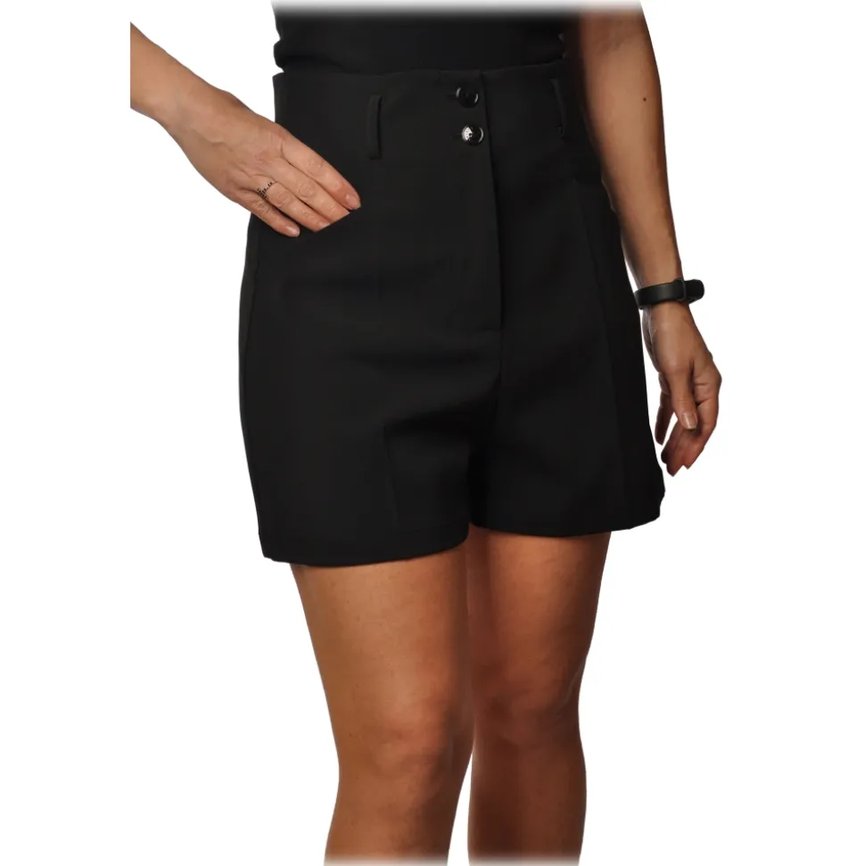 Patrizia Pepe - High Waisted Bermuda with Soft Leg - Black - Trousers - Made in Italy - Luxury Exclusive Collection - Avvenice