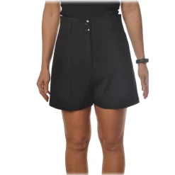 Patrizia Pepe - High Waisted Bermuda with Soft Leg - Black - Trousers - Made in Italy - Luxury Exclusive Collection - Avvenice