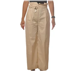Patrizia Pepe - High Waist Wide Leg Trousers with Belt - Sand - Trousers - Made in Italy - Luxury Exclusive Collection - Avvenice
