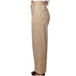 Patrizia Pepe - High Waist Wide Leg Trousers with Belt - Sand - Trousers - Made in Italy - Luxury Exclusive Collection - Avvenice
