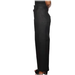 Patrizia Pepe - High Waist Wide Leg Trousers with Belt - Black - Trousers - Made in Italy - Luxury Exclusive Collection - Avvenice