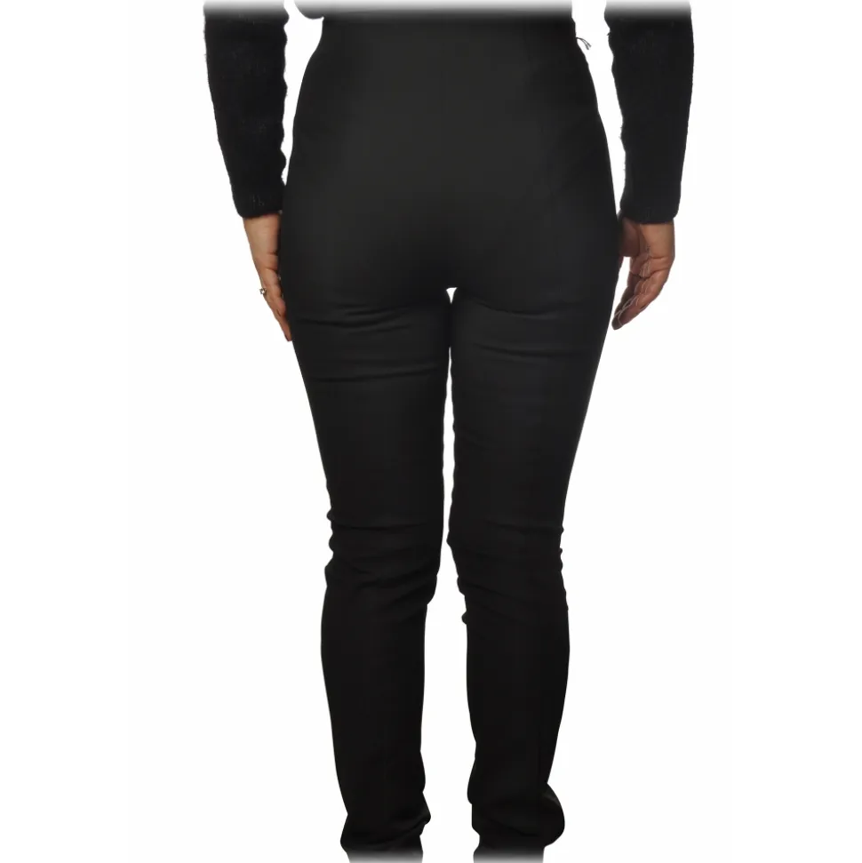 Patrizia Pepe - High Waist Straight Leg Trousers - Black - Trousers - Made in Italy - Luxury Exclusive Collection - Avvenice