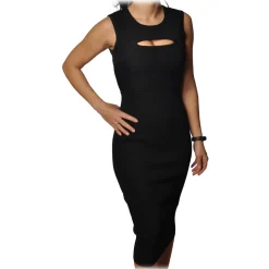 Patrizia Pepe - Knitted Sheath Dress with Opening Detail - Black - Dress - Made in Italy - Luxury Exclusive Collection - Avvenice