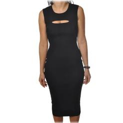Patrizia Pepe - Knitted Sheath Dress with Opening Detail - Black - Dress - Made in Italy - Luxury Exclusive Collection - Avvenice