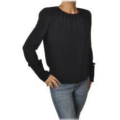 Patrizia Pepe - Lightweight Fabric Blouse with Straps - Black - Shirt - Made in Italy - Luxury Exclusive Collection - Avvenice