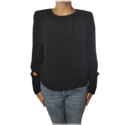 Patrizia Pepe - Lightweight Fabric Blouse with Straps - Black - Shirt - Made in Italy - Luxury Exclusive Collection - Avvenice