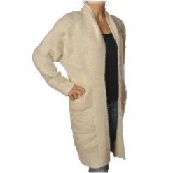 Patrizia Pepe - Long Cardigan Without Closures - White - Pullover - Made in Italy - Luxury Exclusive Collection - Avvenice