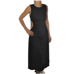 Patrizia Pepe - Long Dress with Opening Details and Chains - Black - Dress - Made in Italy - Luxury Exclusive Collection - Avvenice