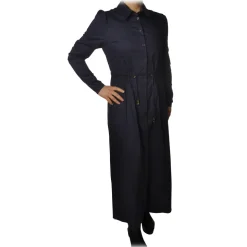 Patrizia Pepe - Long Model Dress with Shirt Collar - Indigo - Dress - Made in Italy - Luxury Exclusive Collection - Avvenice