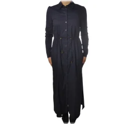 Patrizia Pepe - Long Model Dress with Shirt Collar - Indigo - Dress - Made in Italy - Luxury Exclusive Collection - Avvenice