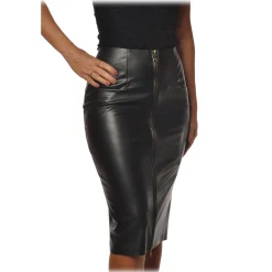 Patrizia Pepe - Midi Sheath Skirt in Faux Leather - Black - Skirt - Made in Italy - Luxury Exclusive Collection - Avvenice