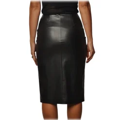 Patrizia Pepe - Midi Sheath Skirt in Faux Leather - Black - Skirt - Made in Italy - Luxury Exclusive Collection - Avvenice