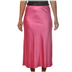 Patrizia Pepe - Midi Skirt High Waist Satin Effect - Shocking Pink - Skirt - Made in Italy - Luxury Exclusive Collection - Avvenice