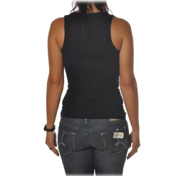 Patrizia Pepe - Model with Deep "V" Neckline - Black - Top - Made in Italy - Luxury Exclusive Collection - Avvenice