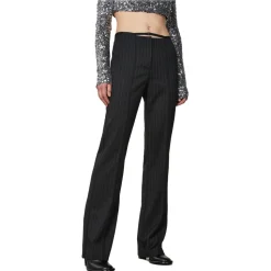 Patrizia Pepe - Pinstripe Patterned Trousers with Strap - Black - Trousers - Made in Italy - Luxury Exclusive Collection - Avvenice