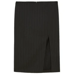 Patrizia Pepe - Pinstripe Patterned Midi Skirt - Black - Skirt - Made in Italy - Luxury Exclusive Collection - Avvenice