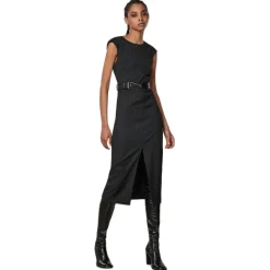 Patrizia Pepe - Pinstripe Patterned Sheath Dress - Black - Made in Italy - Luxury Exclusive Collection - Avvenice