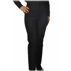 Patrizia Pepe - Regular Waist Straight Leg Trousers - Black - Trousers - Made in Italy - Luxury Exclusive Collection - Avvenice