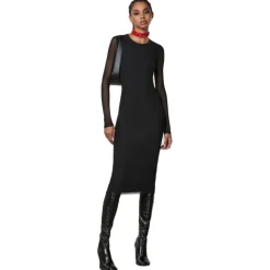 Patrizia Pepe - Sheath Dress with Tulle Sleeves - Black - Made in Italy - Luxury Exclusive Collection - Avvenice