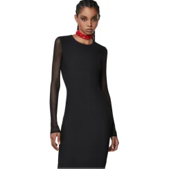 Patrizia Pepe - Sheath Dress with Tulle Sleeves - Black - Made in Italy - Luxury Exclusive Collection - Avvenice