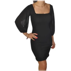 Patrizia Pepe - Sheath Dress with Puff Sleeves - Black - Dress - Made in Italy - Luxury Exclusive Collection - Avvenice