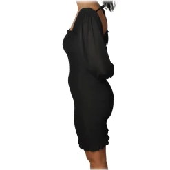 Patrizia Pepe - Sheath Dress with Puff Sleeves - Black - Dress - Made in Italy - Luxury Exclusive Collection - Avvenice