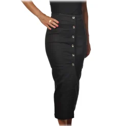 Patrizia Pepe - Sheath Model Midi Skirt in Denim - Black - Skirt - Made in Italy - Luxury Exclusive Collection - Avvenice